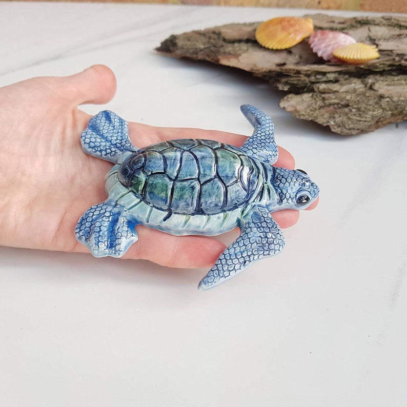 Baby Sea Turtle wall hanging decor. Quirky ceramic uk pottery. Etsy