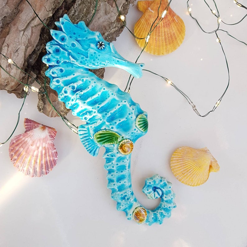 Handmade Seahorse ceramic uk pottery art wall hanging. Etsy