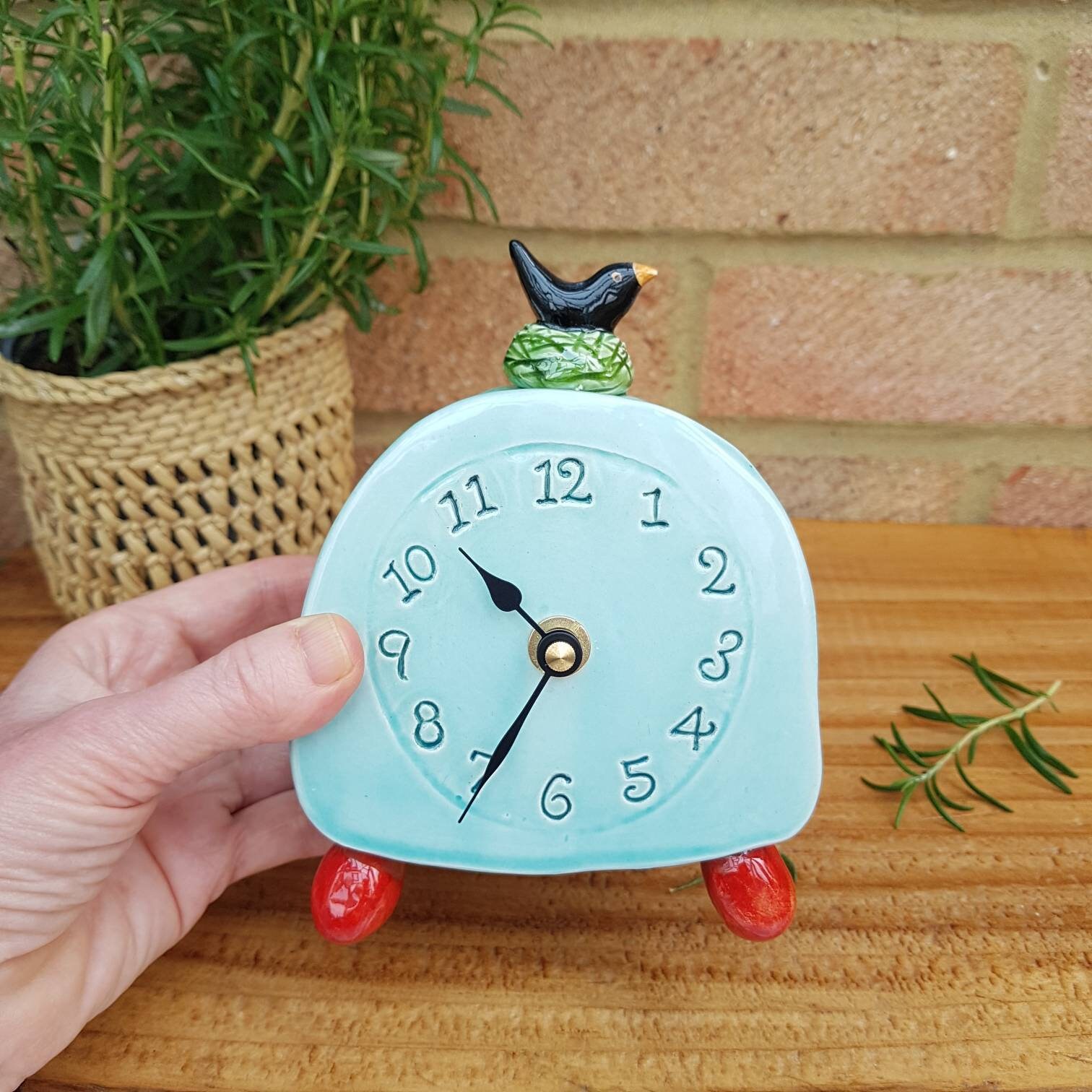 Mantelpiece bedside table clock. Handmade quirky ceramic with Etsy