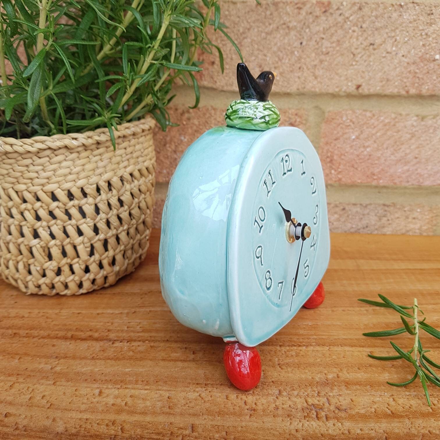 Mantelpiece bedside table clock. Handmade quirky ceramic with Etsy