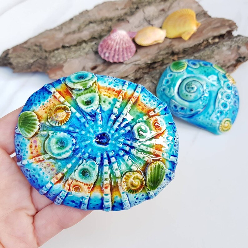 Handmade sea creatures shells ceramic pottery wall art hanging Etsy