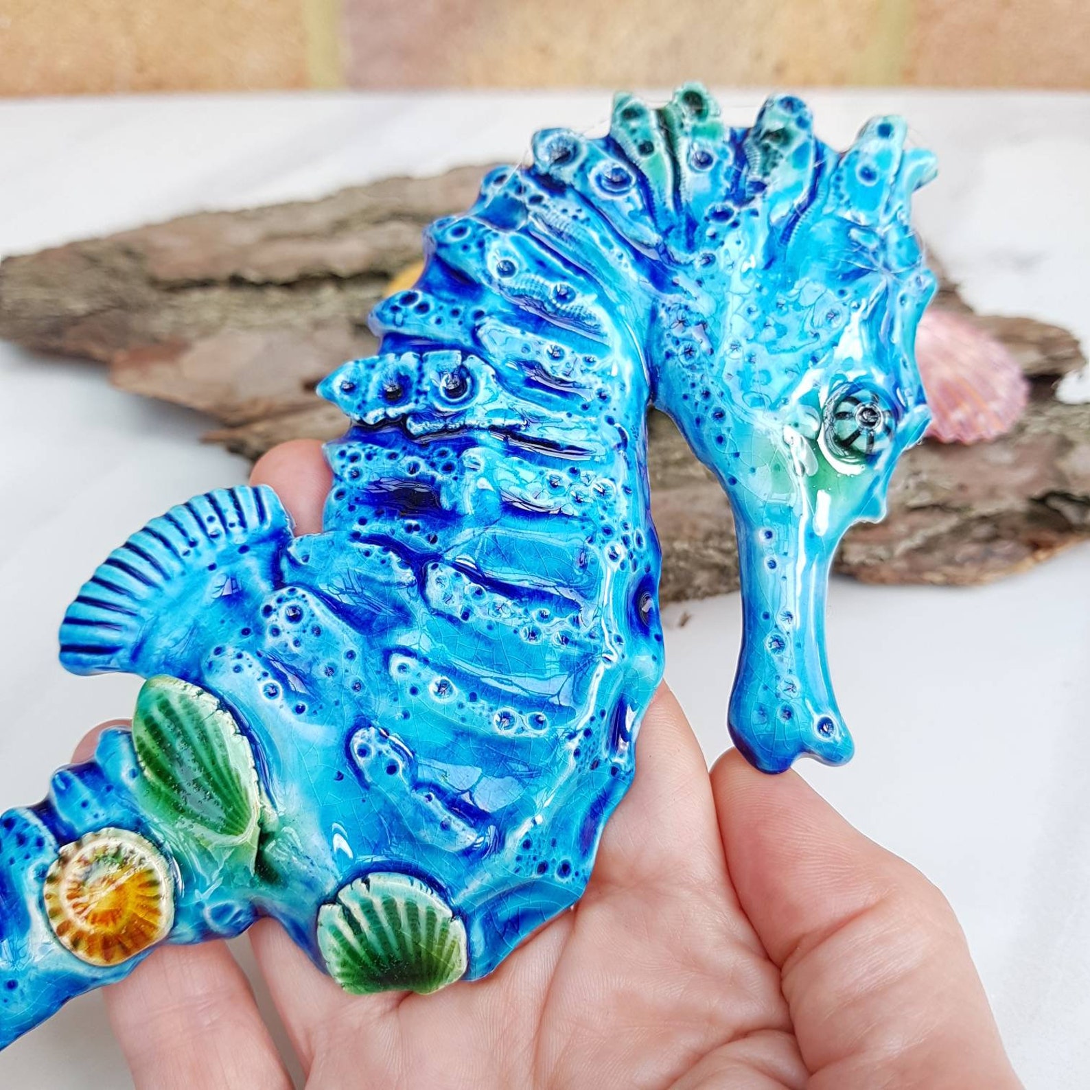 Seahorse Bathroom Decor. Ceramic Art Wall Hanging Unique With Etsy UK