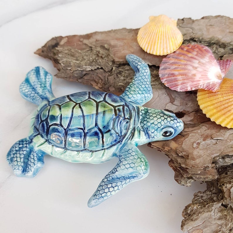Baby Sea Turtle wall hanging decor. Quirky ceramic uk pottery. Etsy