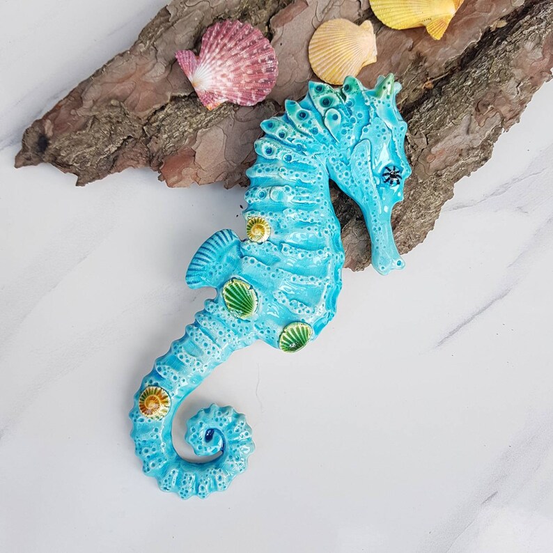 Handmade Seahorse Ceramic Pottery Art Wall Hanging. Coastal Etsy UK