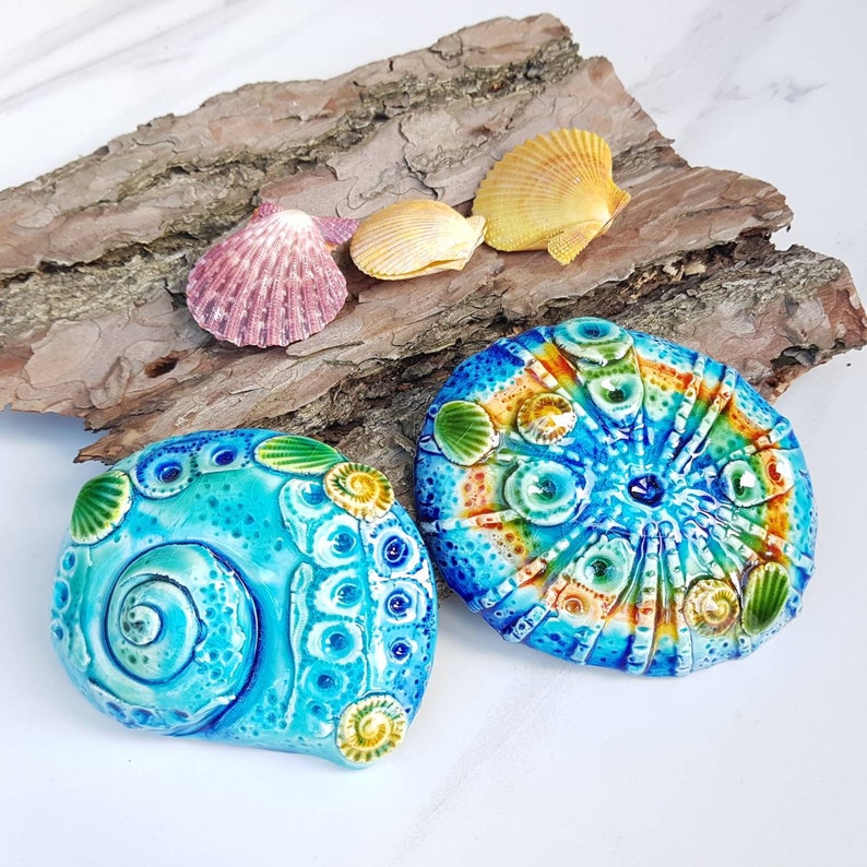 Handmade Sea Creatures Shells Ceramic Pottery Wall Art Hanging Etsy