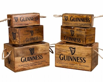 Irish Guinness Wooden Vintage Style Storage Box Chest Trunk 2 Styles Available