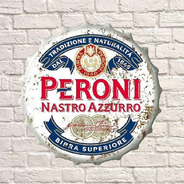 XL 30cm Peroni Beer Lager Vintage Retro Wall Display Sign Metal Bottle Top