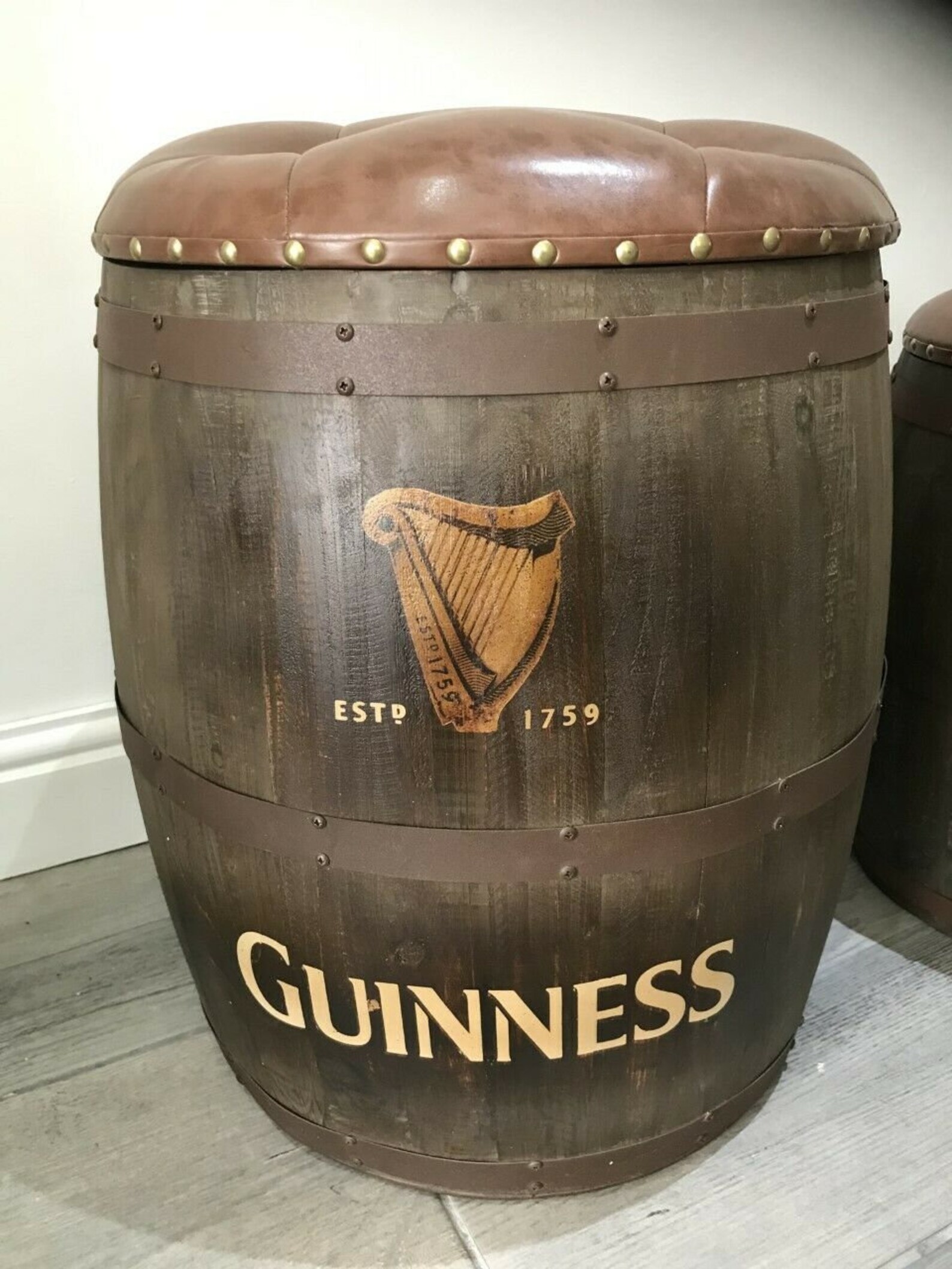 Irish Guinness Barrel Storage Seat Chair Stool Faux Leather Etsy