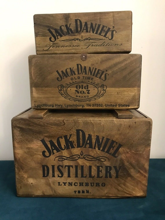 Jack Daniels JD Wooden Vintage Style Storage Box Chest Trunk
