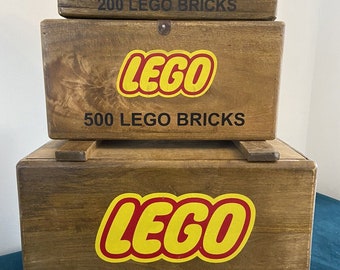 SPECIAL OFFER Lego Yellow Wood Vintage Style Storage Box Chest Trunk - only one size left