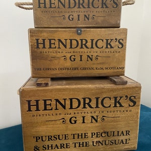 Hendricks Gin Wooden Vintage Style Storage Box Chest Trunk 3 Styles Available