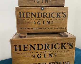 Hendricks Gin Wooden Vintage Style Storage Box Chest Trunk 3 Styles Available