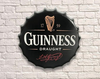 Guinness Irish Vintage Retro 30/40cm Wall Display Sign Metal Bottle Top Man Cave