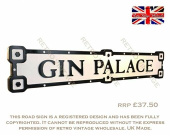 Large Gin Palace 3D Embossed Lettering Vintage Sign 