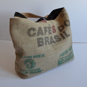 Coffee Sack Upcycled Beach Bag Handmade Patterned Casual Tote Bag Two Sided Daily Use Jute Women Bag Unisex Burlap Bag
