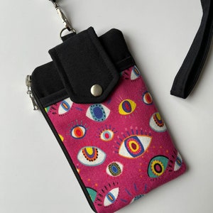 Linen White Phone Bag Multicolored Cow Ketene Nubuck  Evil Eyes Phone Case Lady Pink Evil Eyes Purse Evil Eyes Blue Phone Cover