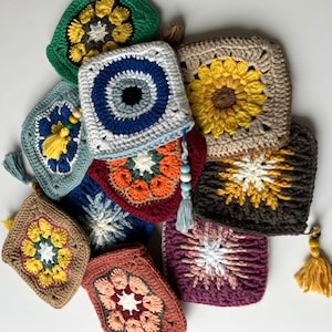 Cotton Rope Knitted Wallet  Multicolored Purse  Beaded