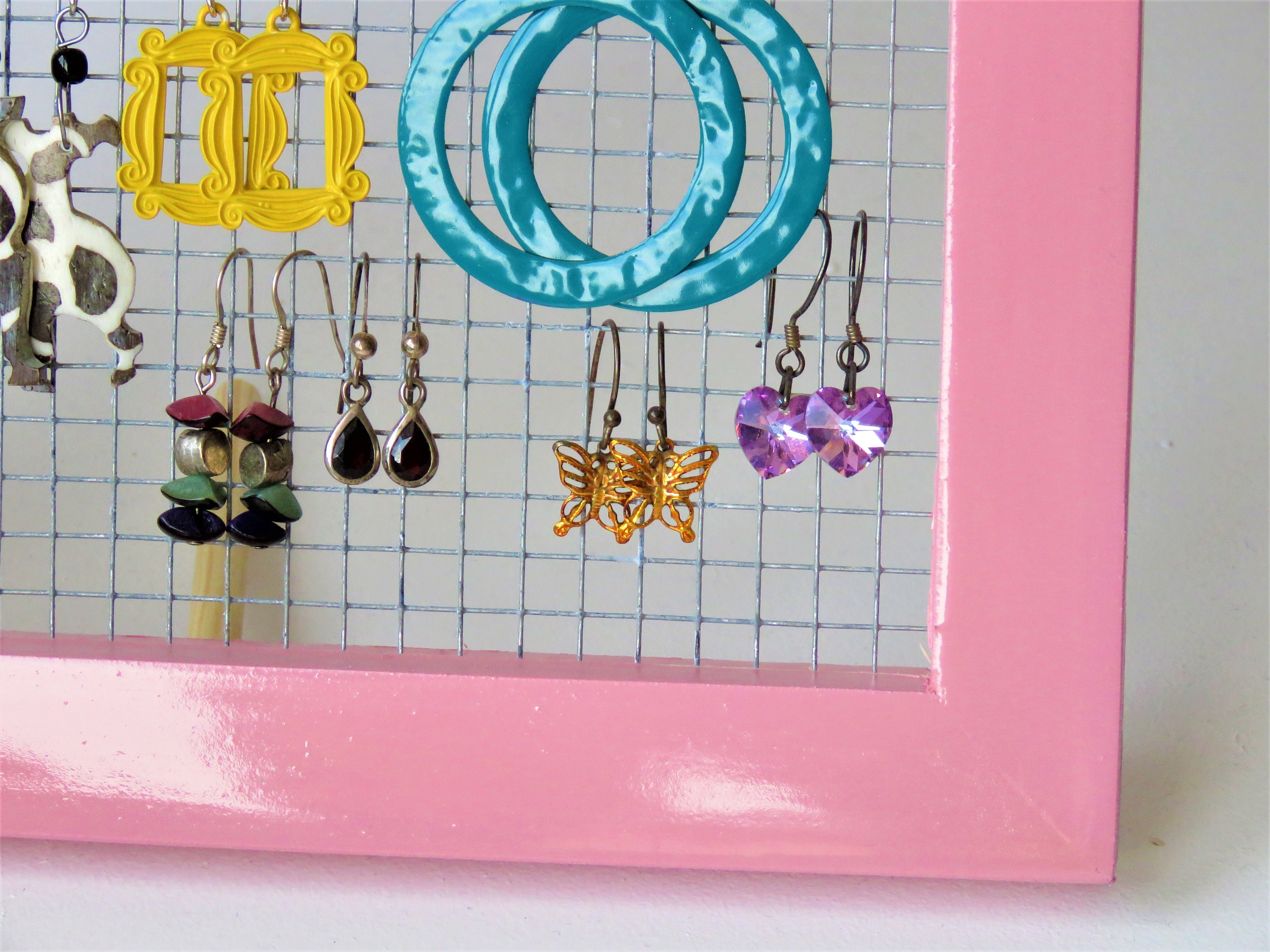 Metal Mesh Earring Holder Display Stand Unique Wooden Hanger Etsy UK