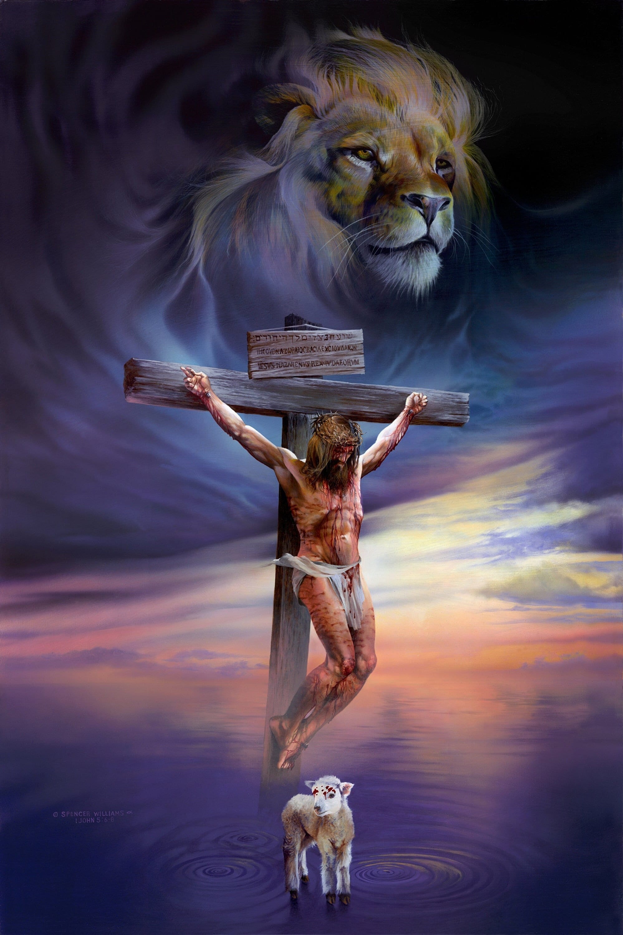 Crucifixion Christ on the Cross Lion & Lamb Christian - Etsy