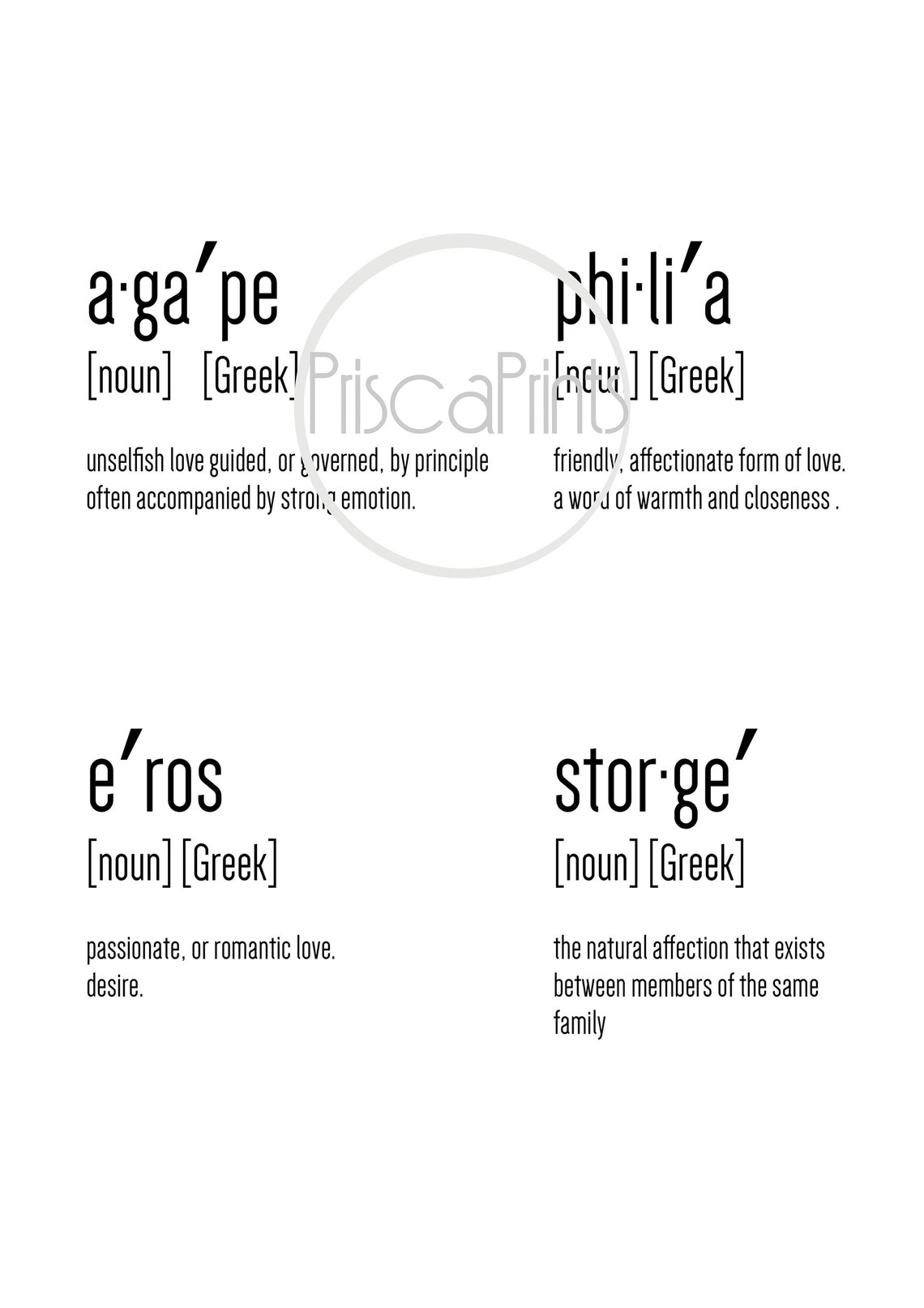DIGITAL print four greek loves eros agape philia. Etsy