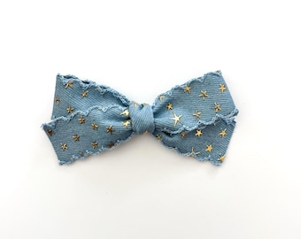 Medium Denim with Stars Bow