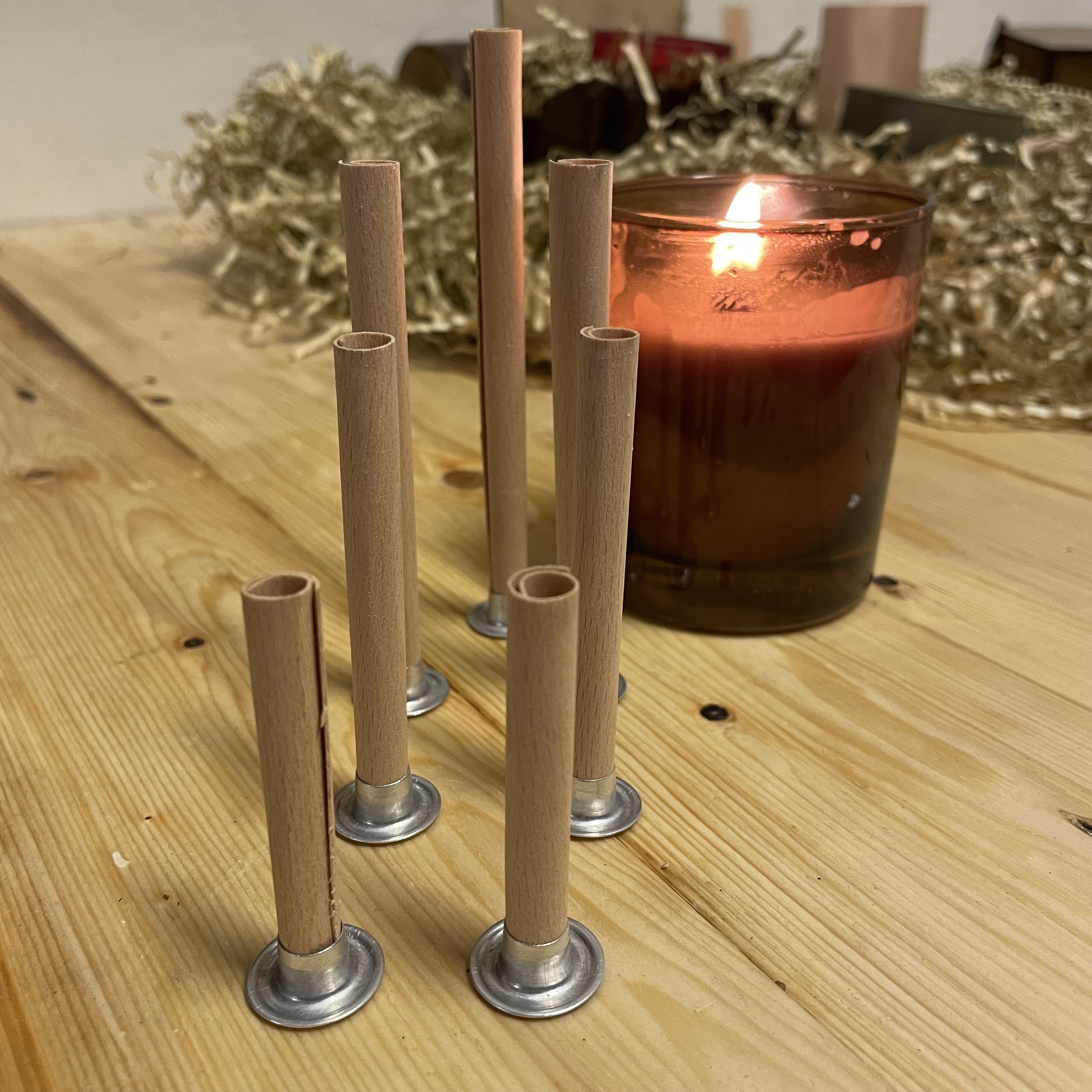 Wooden Candle Wicks Wood Wicks 5.9 X 0.5 Inch Natural Candle Wood Wicks  with Stand Candle Cores for DIY Candle Making Craft Wooden Wicks for Candle