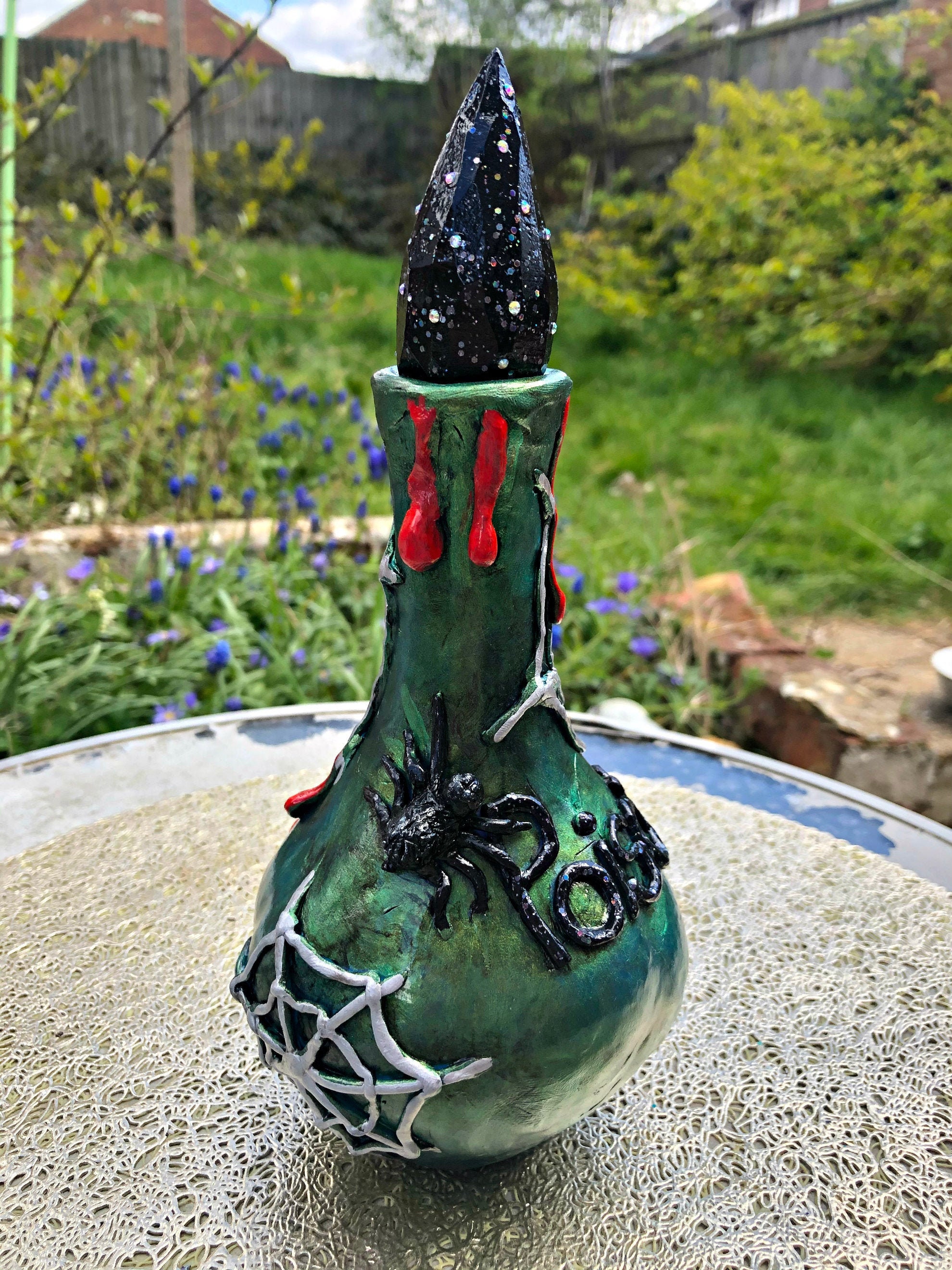 Handmade One of a kind Poison Potion Bottle Halloween Spiders Cobwebs ...
