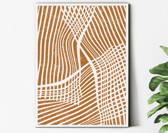 Líneas geométricas arte impresión mid siglo arte moderno de la pared abstracto Terracotta arte impresión digital descargar gran póster minimalista home wall decor