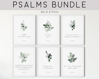 Psalms Bundle | Bible Verse Wall Art Set of 6 | Scripture Wall Art Prints | Watercolor Christian Gift |  Living Room Christian Home Decor