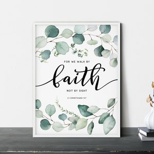 2 Corinthians 5:7 KJV, Bible Verse Wall Art Bible Verse Prints Printable Wall Art Scripture prints for Christian Decor