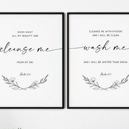 Psalm 51:7 Cleanse Me Wash Me Bible Verse Printable Wall Art - Etsy