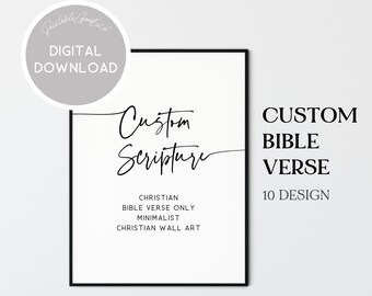 Custom Minimalist Bible Verse Wall Art, Christian Scripture Printable Gift (Digital Download), Maximum Size 24X36