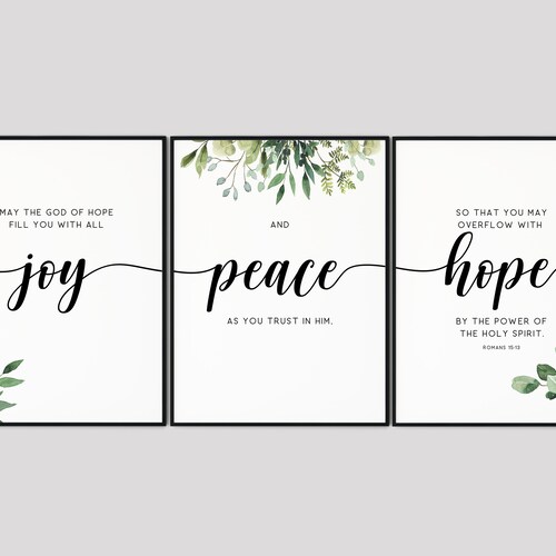 Scripture 3 Piece Wall Art set of 3 Bible Verse Printable Art Etsy
