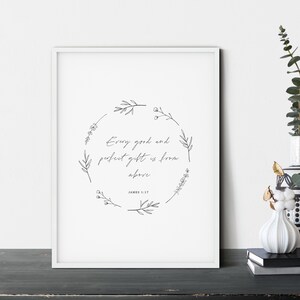 James 1:17, Bible Verse Print, Every Good and Perfect Gift, Minimal Christian Art, Christian Wall Art, Minimalist Christian Decor