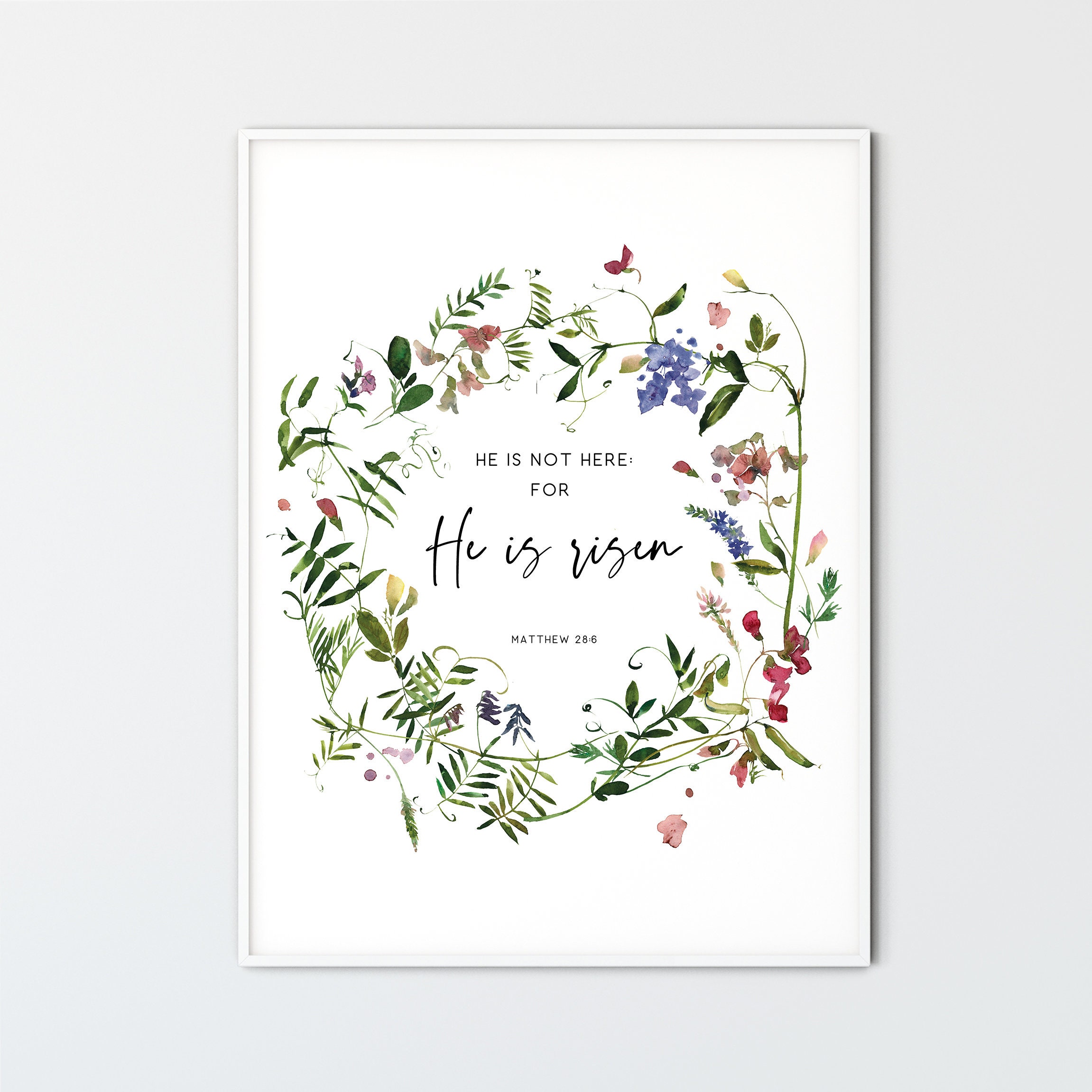 He is Risen Matthew 28:6, Easter Printable Bible Verse Wall Art Spring ...