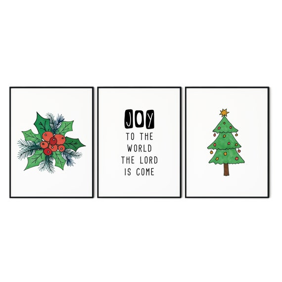 Joy to the World Printable Art Set of 3 Christmas Printable | Etsy