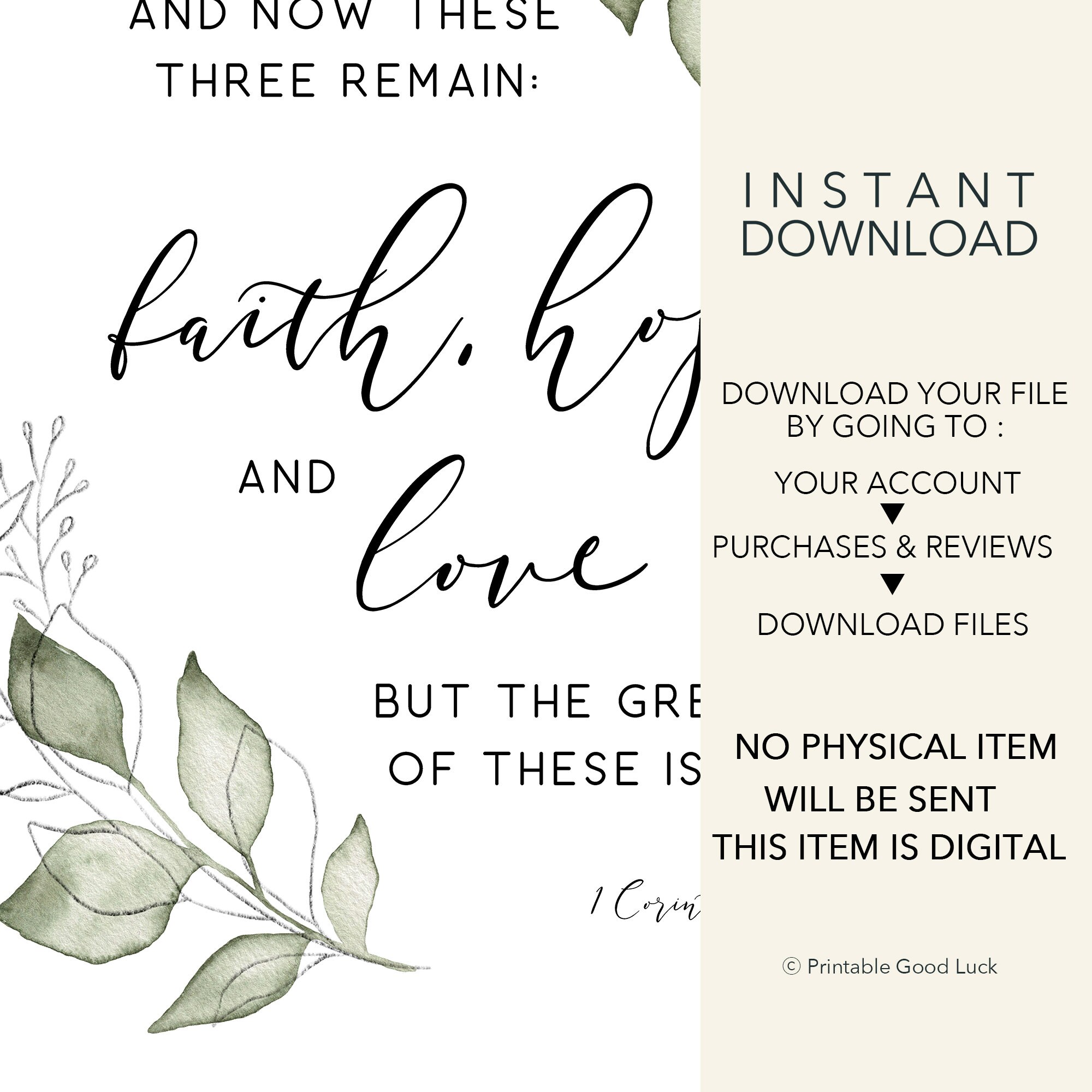 1 Corinthians 13:13 Faith Hope Love Bible Verse Wall Art - Etsy Australia