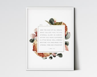 1 Peter 5:10 Afdrukbare Bijbel Vers Muur Kunst, Moderne Christelijke Schrift Home Decor, Christelijke Gift, Schrift Citaten Poster, Digitale prenten