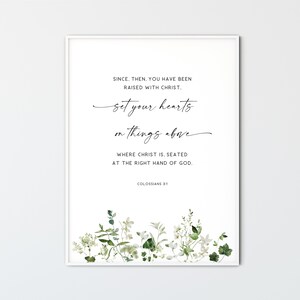 Colossians 3:1 Set Your Hearts On Things Above, Easter Bible Verse Wall Art Printable Scripture Wall Art Christian Wall Decor Quote print