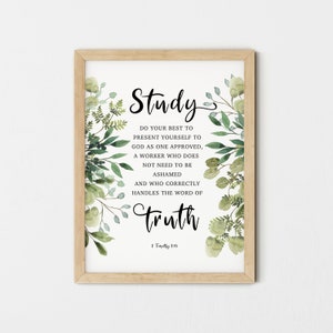 Bible Verse Wall Art,2 Timothy 2:15, Scripture Wall Art, Bible Verse Prints for Christian Decor, Printable Bible Art, Religious Gift