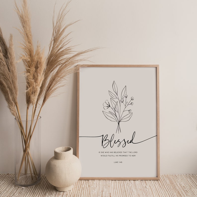 Luke 1:45 | Bible Verse Wall Art Printable Wall Art | Minimal Christian ...