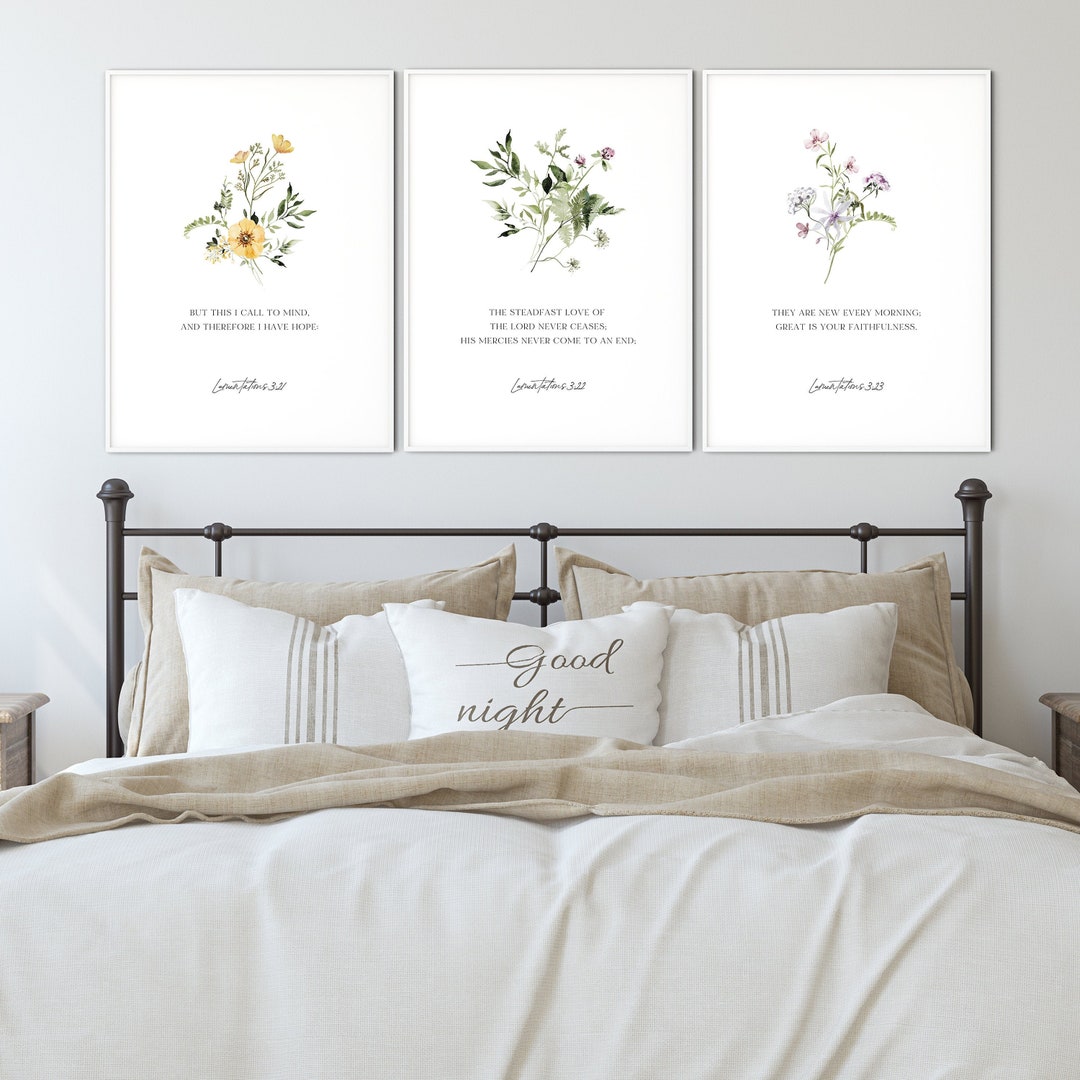 Lamentations 3:21-23, Bible Verse Wall Art Set of 3 Prints Scripture ...