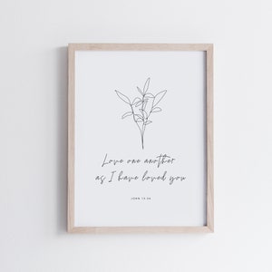 John 13:34 Printable Minimal Bible Verse Wall Art Scripture Quotes Typography Print Christian Gift Modern Minimalist Christian Wall Decor