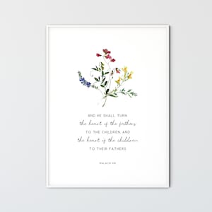 Malachia 4:6 KJV Bibbia Versetto Parete Arte, Scrittura Parete Arte, Cristiano Home Decor Poster, Festa del Papà Gift Print, Il Cuore dei Padri