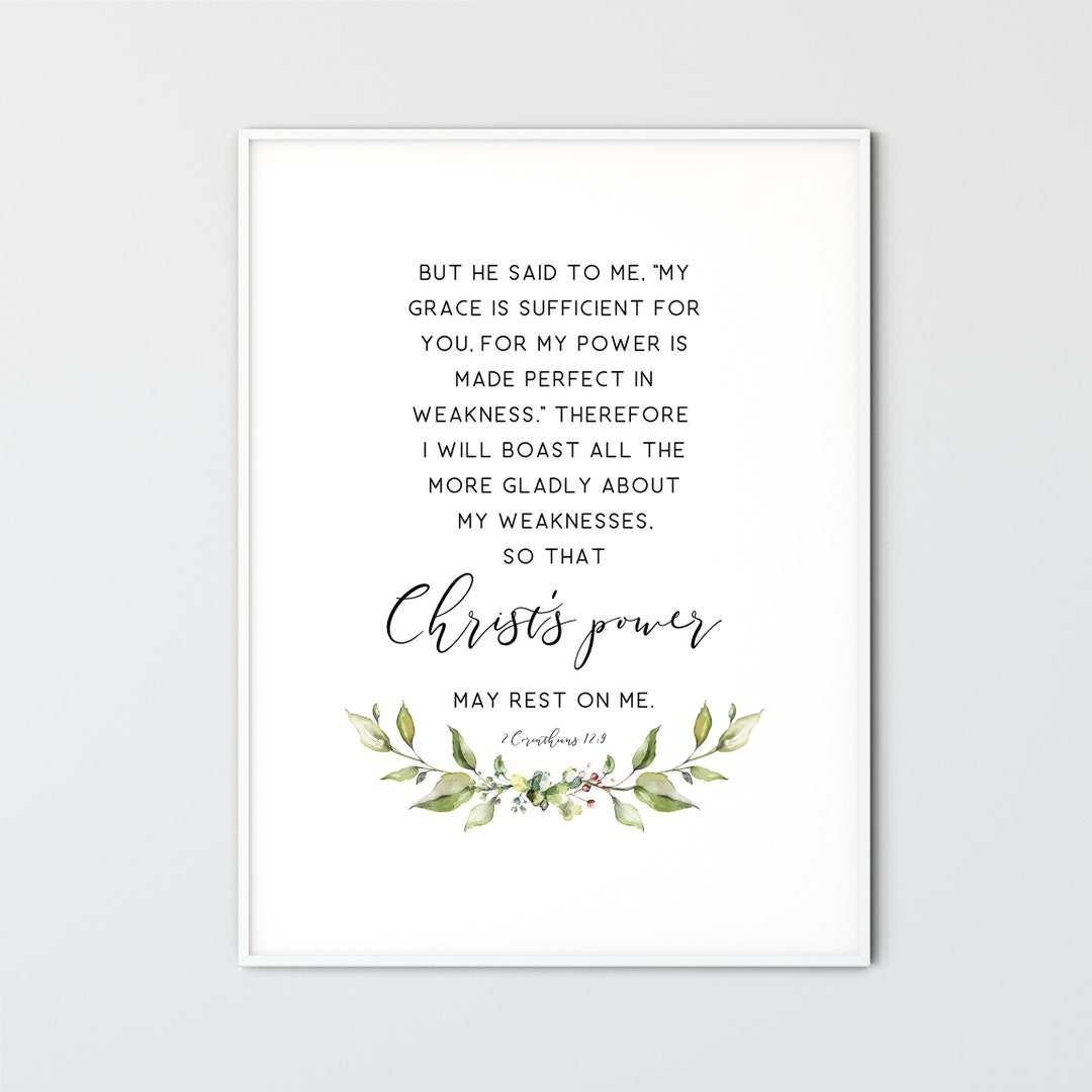 2 Corinthians 12:9 Grace is Sufficient, Modern Bible Verse Wall Art ...