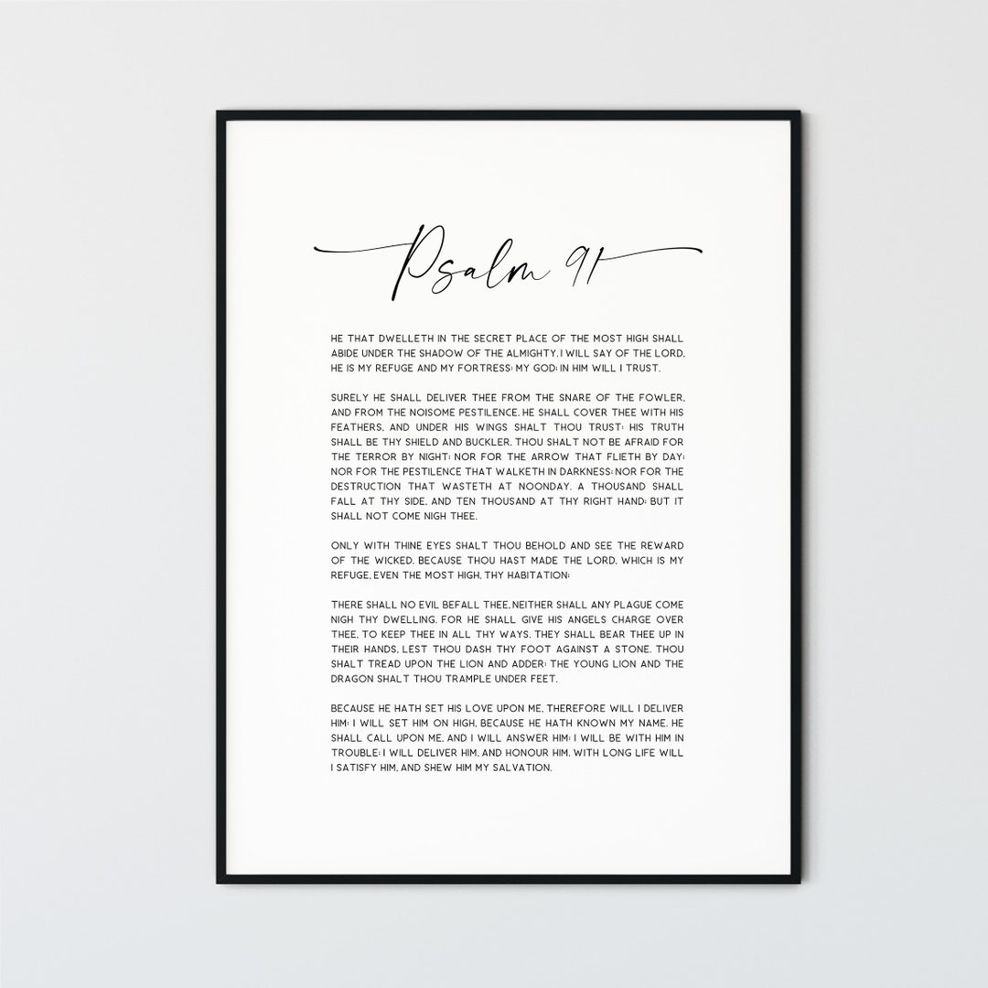 Psalm 91 KJV Bible Verse Wall Art, Printable Scripture Prints, Modern ...