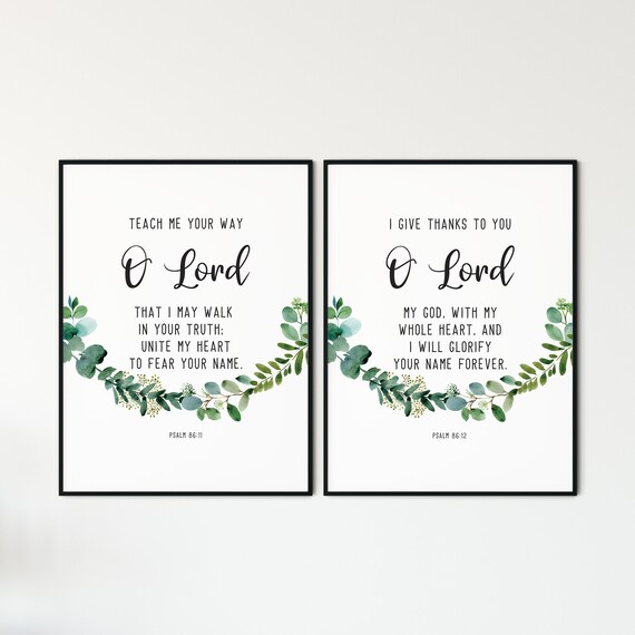 Psalm 86 11 12 Bible Verse Wall Art Printable Wall Art Set Of Etsy