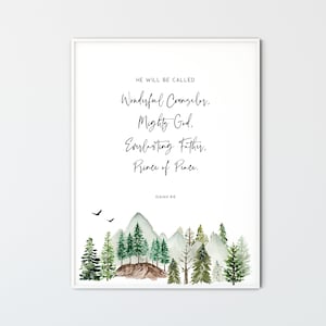 イザヤ書 9:6 クリスマス クリスチャン ウォールアート 印刷可能な聖書のポスター 聖書の一節のプリント ホームデコレーション、彼は素晴らしい助言者と呼ばれるでしょう