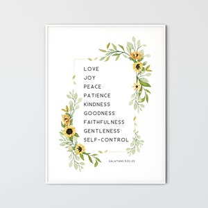 Fruit of the Spirit Sign, Galatians 5:22-23 Bible Verse Wall Art, Farmhouse Wall Decor, Watercolor Scripture Print, Christian Wall Art Gift