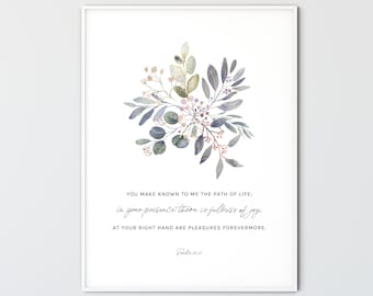 Psalm 16:11 Bible Verse Wall Art Modern Scripture Wall Art Minimalist Christian Home Decor Print, In Your Presence There is Fullness of Joy